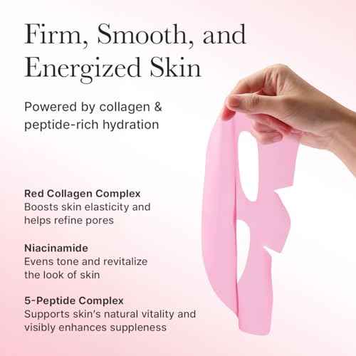 ARENCIA Red Collagen Jello Mask, Plump & Hydrating x 4ea, Overnight Hydrogel Mask for Dry, Mature Skin, Packed with Collagen, 5 Peptides, 2% Niacinamide