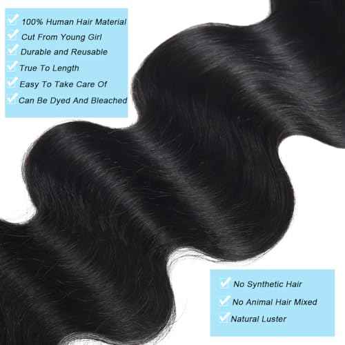 Beautymoon Brazilian Body Wave Human Hair Bundles 16 18 20 Inch 100% Unprocessed Full And Thick Body Wave Bundles Human Hair 16A Grade Raw Virgin Hair Extensions for Women