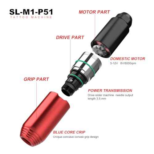Tattoo Kits Tattoo Machine Tattoo Set with 1500mAh Power Supply and LCD Display Red