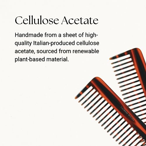 Caswell-Massey Travel Detangler Comb, Extra Wide, Handmade from Renewable & Plant-Based Italian Cellulose Acetate, Tortoise Pattern, 3.75¡± Wide
