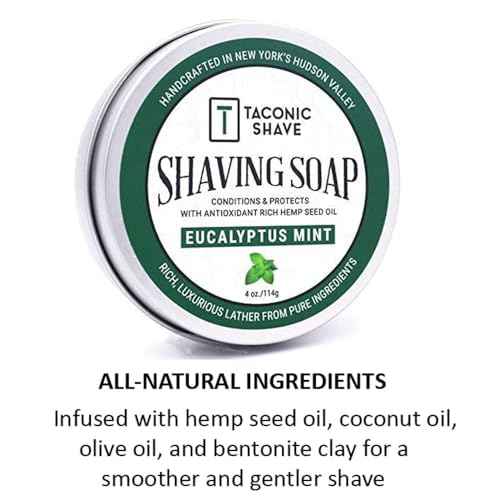 Taconic Shave Eucalyptus Mint Scent Shaving Soap ? Invigorating Eucalyptus Menthol Aroma ? Barbershop Quality Puck with Natural Oils ? Cooling Lather ? Made in USA