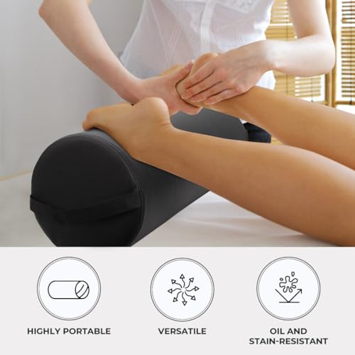 ForPro Professional Collection Jumbo Full Round Bolster Pillow, Black, Oil and Stain-Resistant, for Massage and Yoga, 9¡± R x 26¡± L
