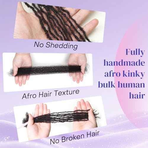 Sisterlocks Locs Extesnions Human Hair 0.2cm Thickness Micro Curly Tips, Full Handmade Interlocking Permanent Soft Dreadlock Extensions Natural Looking Locs (1B# 0.2cm, 10 Inch 70 Strands)