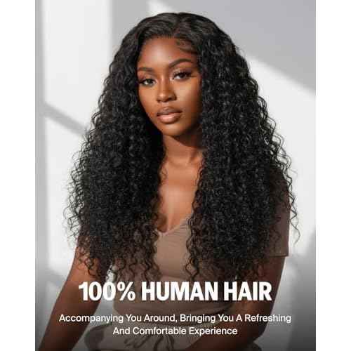 3D Water Wave Half Wig Human Hair 200% Density 3 In 1 Glueless Wigs Human Hair for Women Drawstring Wig Human Hair 100% Real Human Hair 18 Inches