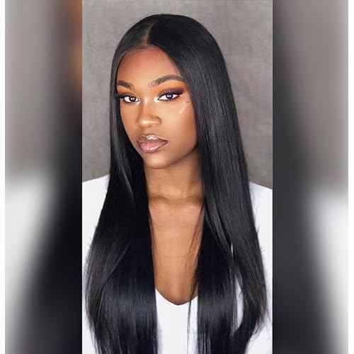 Essent Seamless Sleek Straight Clip in Hair Extensions Seamless Real Human Hair, 24 Inch 1Pack 130g 7Pcs Human Hair Extensions for Women Natural Black