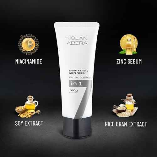 ABERA Nolan Daily Facial Cleanser for Men ? Oil Control & Deep Cleansing, 3.53 oz 3 Pack