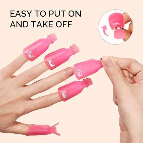 MelodySusie Nail Polish Remover Clips Nail Art Soak Off Cap Clip Plastic Acrylic UV Gel Polish Remover Wrap Tool Gel for Fingernail Removal Soak Off Clips Wrap Cleaner Cap Clip (Pink+Purple 20Pcs)