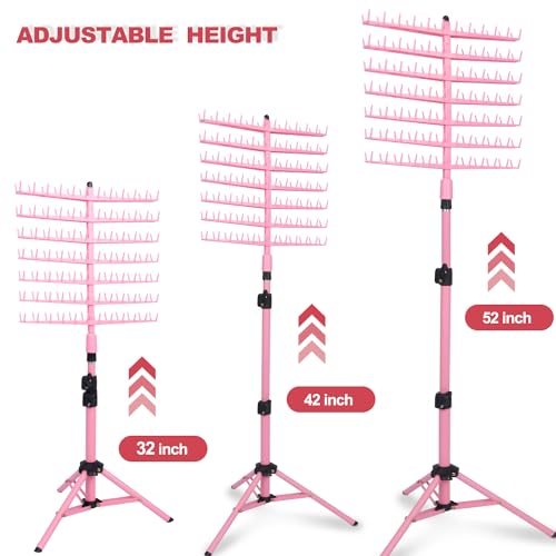 Height Adjustable Braiding Hair Rack 168 pegs, Dual-use Braid rack with Clamp (Pink)