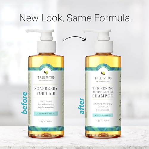 Tree to Tub Biotin Fine Hair Thickening Shampoo for Thicker, Fuller Volume - Gentle Volumizing Sulfate Free Argan Oil Shampoo for Women & Men w/Caffeine, Organic Saw Palmetto, All Natural Tea Tree