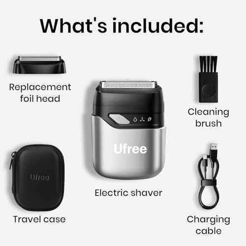 Ufree Foil Shaver for Men,? Electric Razor with 2 Foil Heads, IPX7 Waterproof Electric Shaver, Wet Dry Cordless Razor, Chargeable Portable Shavers for Men, Silver