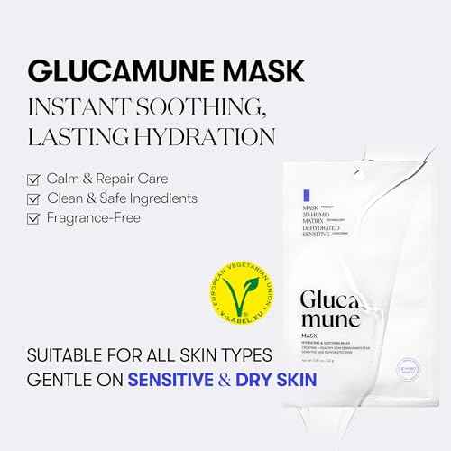 VT COSMETICS Glucamune Mask, Hydrating Vegan Sheet Mask for Face, Hypoallergenic, Fragrance-Free, for Dry & Sensitive Skin, Beta-Glucan, Glucosamine, Glass Skin Glow, Korean Skincare (10 pcs)