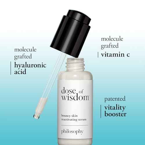 philosophy dose of wisdom bouncy skin reactivating facial serum - with hyaluronic acid, vitamin C & a patented vitality booster - delivers skin that is bouncy, plumped & radiant in one week