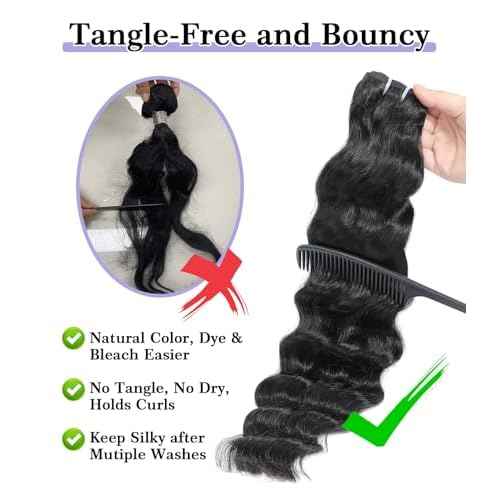 FASHION PLUS Raw Human Hair Bundles, Loose Deep Wave, 18 Inch, Wavy, Shedding Free, Tangle Free, Natural Color, Sew-In Installation