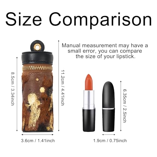 Cockatoo Nappa Leaeher Zipper Lipstick Case with Keyring Chapstick Holder Keychain