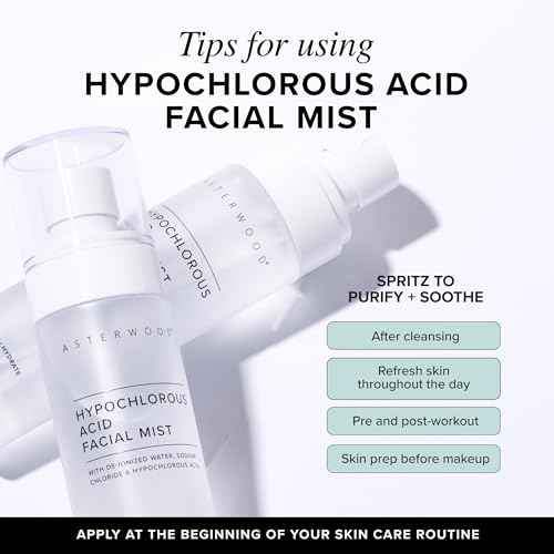 Asterwood Hypochlorous Acid Spray for Face - Targets Acne, Redness, Irritation - Multi-Purpose Skin Repair - Antibacterial, Antimicrobial - After Gym/Post-Workout Facial Mist - 4 Fl Oz