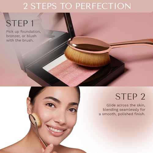 Artis Elite Oval 7 Blonde Fibre Brush ? Professional Dense Makeup Applicator for Foundation, Creams, Powders, BB cream, SPF and Contour, Airbrush finish, Color Rose Gold