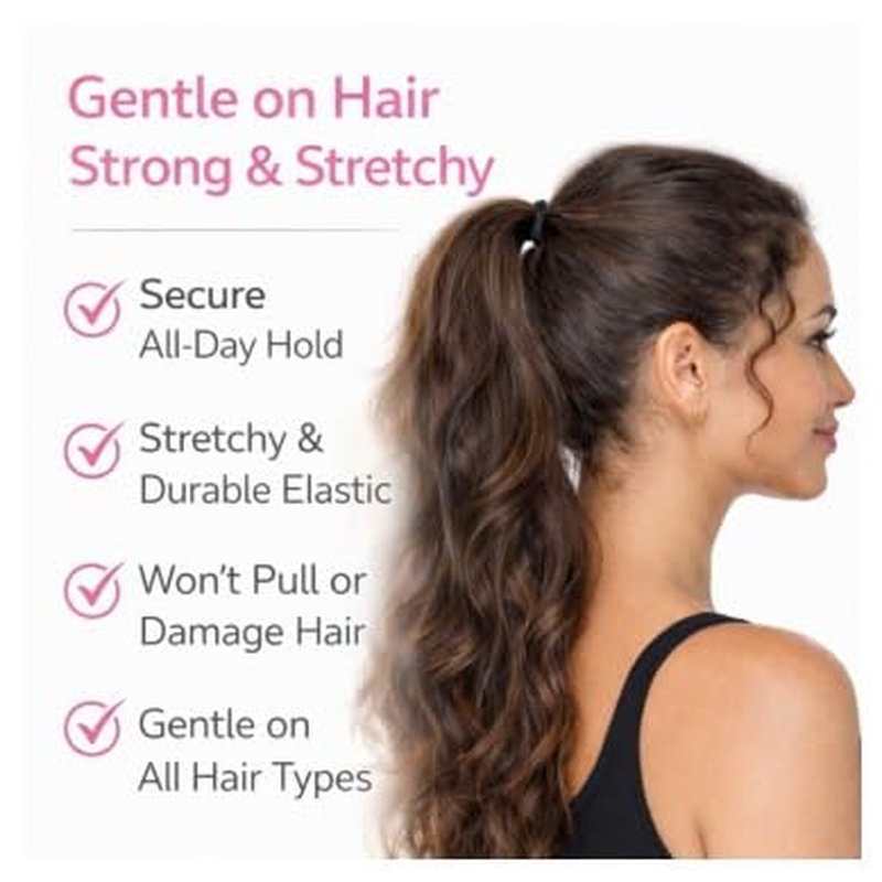 Black Hair Ties for Thick & Curly Hair - Strong Hold, No Damage Ponytail Holders | 120 Pieces (4 mm)