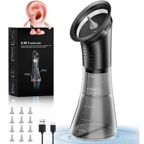 Ear Wax Removal - Electric Ear Cleaner with LED Display, Ear Cleaning Kit Effective & Safe Ear Wax Cleaner Irrigation Flushing System, 3 Pressure Modes, 12 Tips