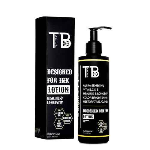 Tattoo Aftercare Lotion ? Hydrating Tattoo Moisturizer with Jojoba Oil, Manuka Honey & Vitamins A, B, C & E ? Soothes, Heals & Protects Ink ? Fast-Absorbing, Non-Greasy ? 6.8 fl oz