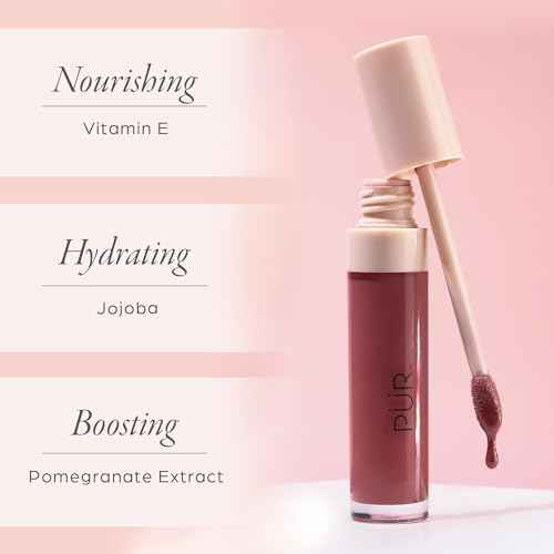 P?R MINERALS Glossy Lip Tint, Plumping Tinted Lip Oil - Hydrate & Plumps with Buildable, Non-Sticky & High Shine Formula - Jajoba Oil, Vitamin E & Pomegranate Extract