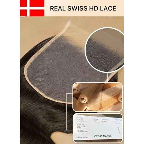 Triippy Raw Hair 5x5 HD Lace Closure Body Wave More Less Shedding than Regular Virgin Hair,0.10mm Ultra-Thin 5x5 Swiss Real HD Lace with 100% Raw Cambodian Human Hair(12 Inch)