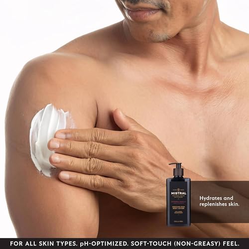 Mistral Bourbon Vanilla Body Lotion for Men | Moisture-Rich Body Cream | Fast-Absorbing Men¡¯s Lotion with Shea Oil & Squalane | Natural & Paraben-Free | Masculine Scent ? 13.5 fl oz