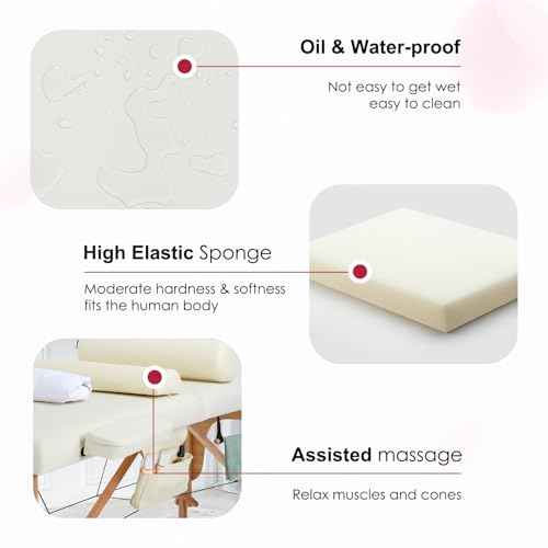 FDW Massage Bed Portable Massage Table 24 inch Wide Lash Bed 2 Folding Height Adjustable Spa Tables Foldable with Towel Hanger Oil Pouch Half Bolster Round Bolster Non-Woven Bag