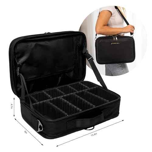 |Not Made In China| Makeup Bag Travel Case, Train Case for Cosmetics, Portable Beauty Organizer, Cosmetic Storage Bag With Adjustable Dividers For Make Up and Brushes