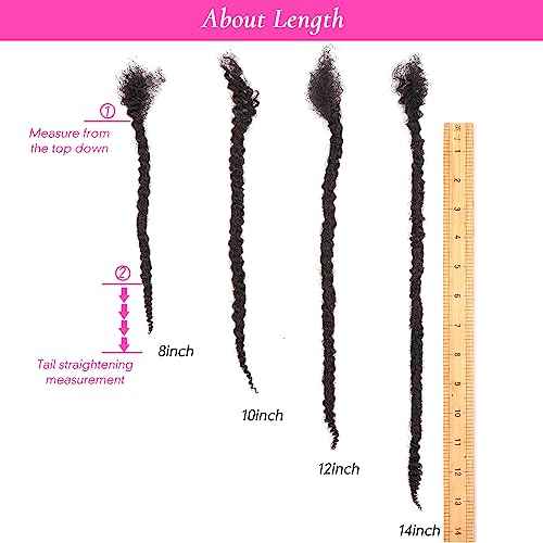 Textured Loc Extensions Human Hair, 100% Real Human Hair Dreadlock Extensions Handmade Permanent loc Extensions (#Natural Black - 0.6cm, 12 Inch 40 Strands)
