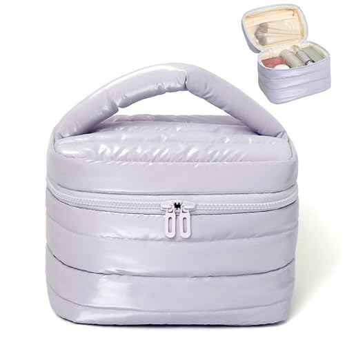 Prite Makeup Bag for Women Cute Cosmetic Bag Girls Portable Waterproof Toiletry Bag Travel Make Up Organizer Bag with Handle (Violet)