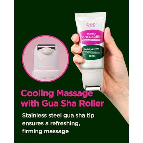 CKD Gua Sha Face Serum - Retinol Collagen Lifting Serum for Firming, Tightening, and Instant Face Lifting. Wrinkle Reduction with Massage Roller. Korean Skin Care. 1.35 fl oz