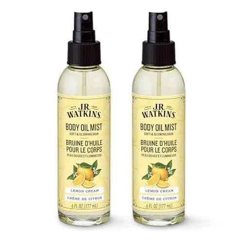 J.R. Watkins Naturally Hydrating Body Oil Mist, Lemon Cream, 6 fl oz, 2 Pack