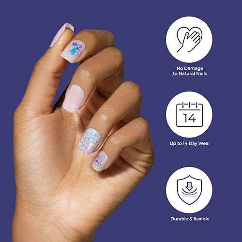 KISS Gel Fantasy Allure Press On Nails Almond Shape, 'Space', Pink, Medium Length, Ready to Wear, Pink Glue (2g), Cuticle Stick, & Mini File, 28 Count