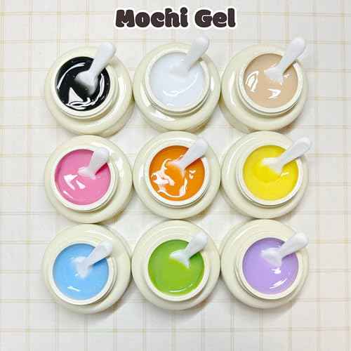 Mochi Gel 3D Sculpture Paint Set, 9 Essential Colors, Self Leveling Texture, Mixing Compatible,DIY at home, Nail salons technicians UV curable