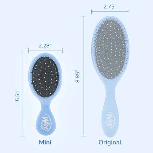 Wet Brush Detangling Brush, Mini Detangler (Sky), Wet & Dry Tangle-Free Hair Brush for Women & Men, No Tangle, Soft and Flexible Bristles for Straight, Curly, and Thick Hair (Pack of 2)