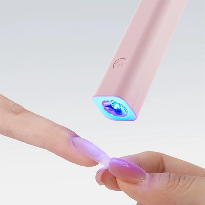 Mini UV LED Nail Lamp, Flash Cure Lamp Quick Dry for Gel Polish, Portable USB Flashlight Nail Dryer for Fast Curing at Salon Home DIY (Pink)