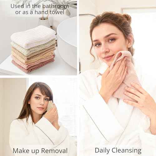 Konssy 6 Pack Face Cloths, Soft Wash Cloth for Washing Face, Cotton Face Towels for Sensitive Skin Women Facial Makeup Remover Reusable Absorbent Washcloths £¨11 x 11 Inch£©