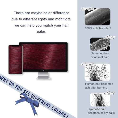 Sunya Clip in Hair Extensions Real Human Hair 7 Pcs Human Hair Clip in Extensions 20 Inch Straight Double Weft Remy Human Hair Extensions Clip ins for Women #99J Burgundy 80G