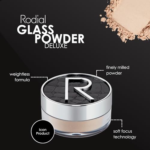 Rodial Glass Powder Travel Size 0.19 oz - Mini Loose Setting Powder for Soft-Focus Blurring, Shine Control & Luminous Glass Skin Finish