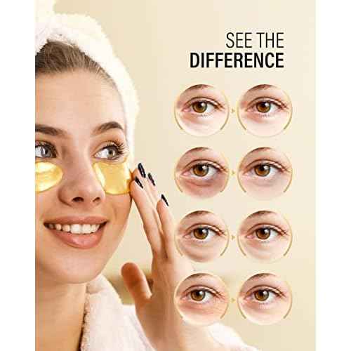 24k Gold Under Eye Patches (8 Pairs), eye mask, Collagen Skin Care Products, Eye Patches for Puffy Eyes, eye masks for dark circles and puffiness