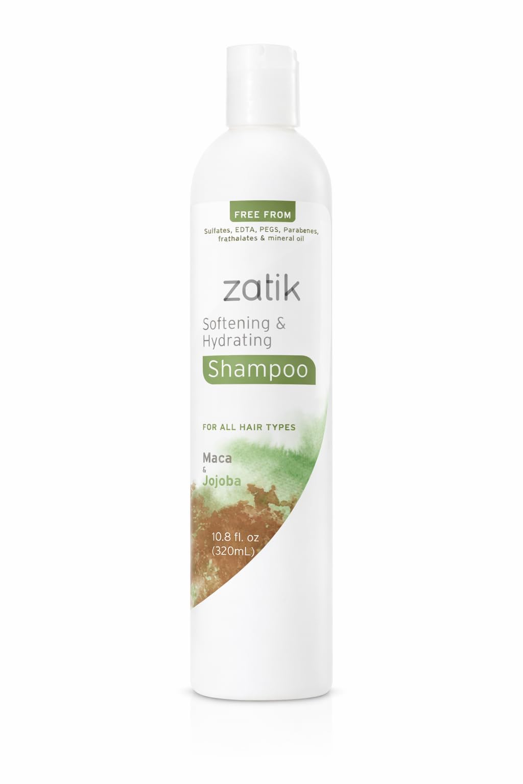 Zatik Naturals - Softening & Hydrating Shampoo + Conditioner Set - with Maca and Jojoba for all Hair, Vegan, Biodegradable, pH Balanced, Free From Sulfates, 10.8 fl oz (One of Each)