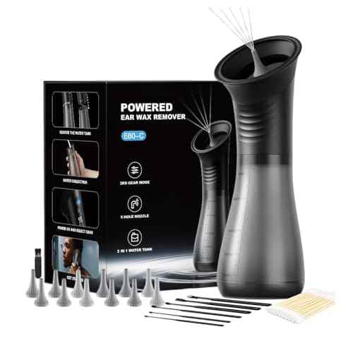 Upgraded Ear Wax Removal, Ear Cleaner with LED Display & Dual Tank,IPX7 Effective & Safe Ear Cleaning Kit Includes 19 Tips, Cotton Swabs for Home