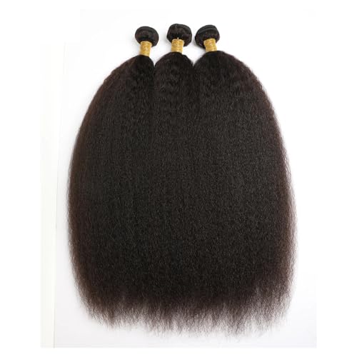 Yaki Human Hair Bundles Kinky Straight Bundles 24 26 28 Inch Natural Black Yaki Straight Bundle Human Hair Daily Wear Unprocessed Remy Hair Extensions For Women Deals