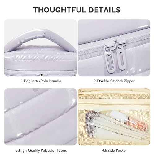 Prite Makeup Bag for Women Cute Cosmetic Bag Girls Portable Waterproof Toiletry Bag Travel Make Up Organizer Bag with Handle (Violet)