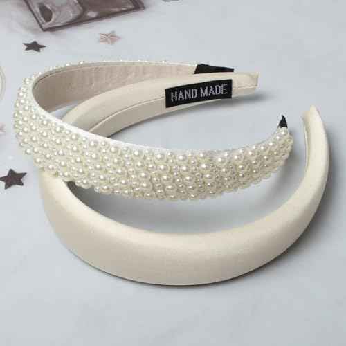 Cuizhiyu 5PK White Pearl Headbands for Women Girls Cute Pearl dainty Headbands Bling Faux Pearls Hairbands Wedding Hair Accessories hair hoop headband