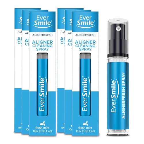 EverSmile AlignerFresh Cleaning Spray for Invisalign and All Clear Aligners and Retainers ? On-the-Go Cleaning & Teeth Whitening, Kills Bacteria, Fights Bad Breath ? Mint Flavor, 10ml (6 Pack)