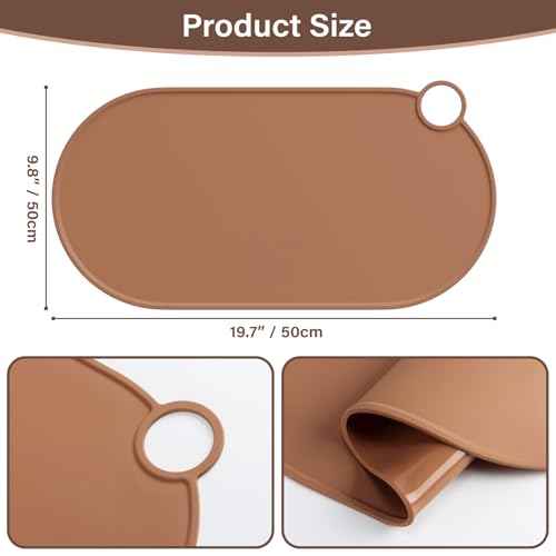 Noverlife Silicone Makeup Mat, Heat Resistant Vanity Protector Mat, Large Curling Iron Pad Protector for Vanity Top, No Slip Hot Tools Mat, Foldable Vanity Mat for Makeup Hair Styling Tool, 19.6"x9.8"