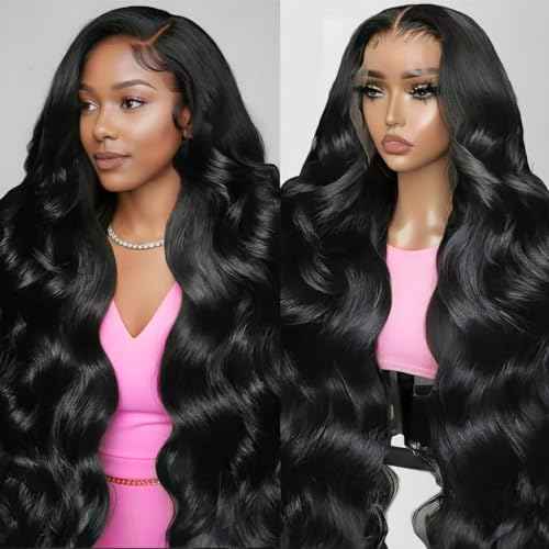 30 Inch Body Wave Lace Front Wigs Human Hair 200 Density 13x6 HD Lace Front Wigs Pre Plucked Human Hair Body Wave Glueless 13x6 HD Frontal Human Hair Wig for Women