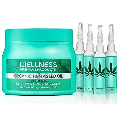 Wellness Premium Products Organic Hemp Seed Oil Deep Hydrating Hair Mask Unisex Mask I0095757 16.91 Fl Oz (Pack of 1)