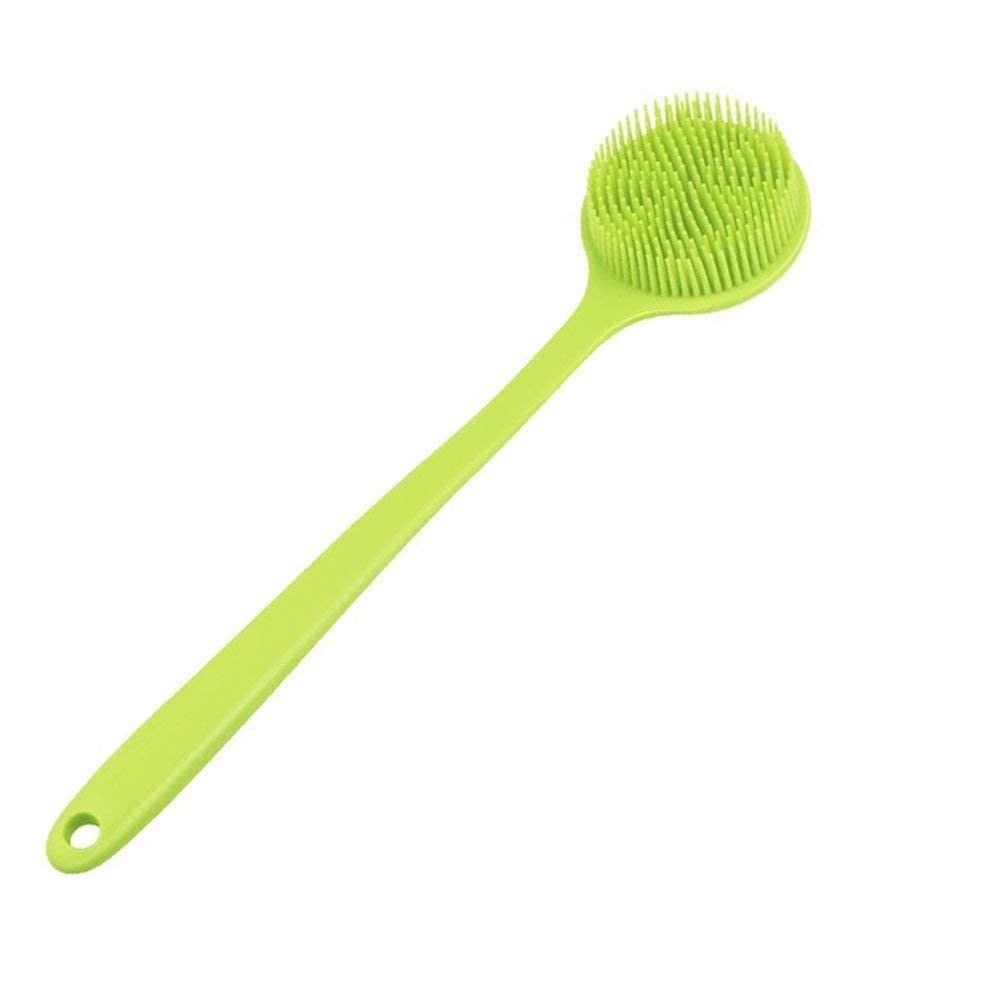 Long Handle Silicone Body Scrubber for Shower, Dual-Sided Back Scrubber Brush with Soft Bristles&Massage Nodes, Exfoliating Bath Brush for Hard to Reach Areas, Easy to Clean & Quick Dry, for Daily Use